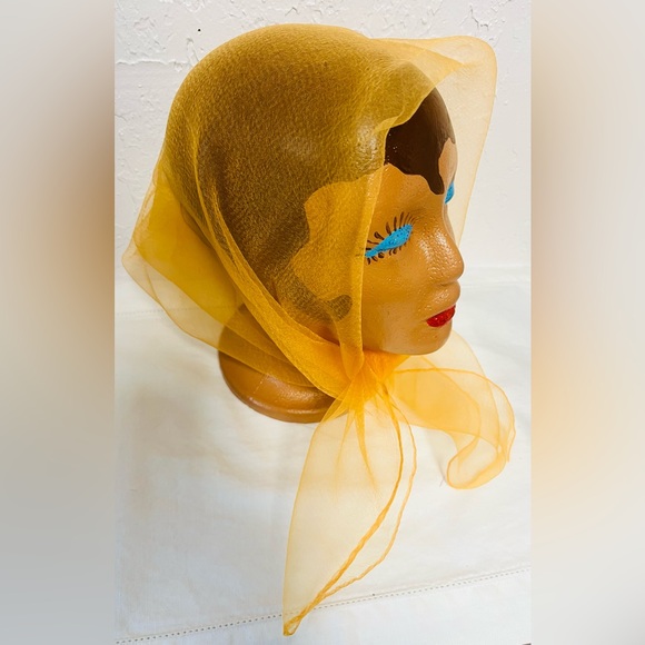 None Accessories - Vintage Orange Sheer Nylon Chiffon Scarf